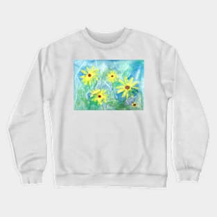 Loose Yellow Flowers in Mixed Media Art Crewneck Sweatshirt